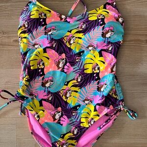 Buc-ees Bucees Vibrant Pink and Yellow and turq Women's One Piece Swimsuit NWT